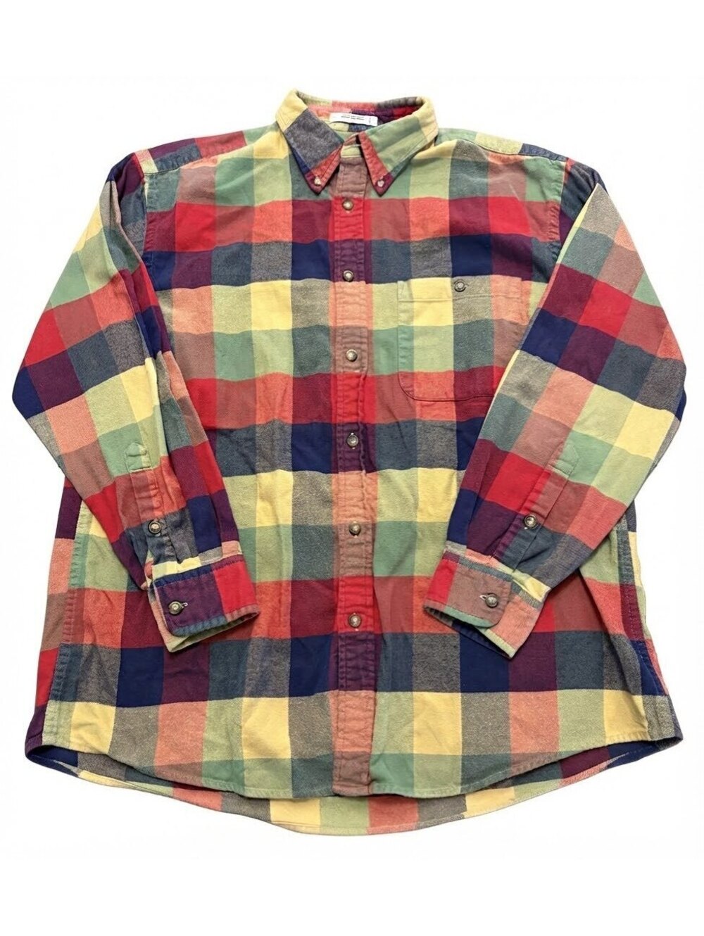 Orvis Multicolor Plaid Flannel Button Down Shirt Large